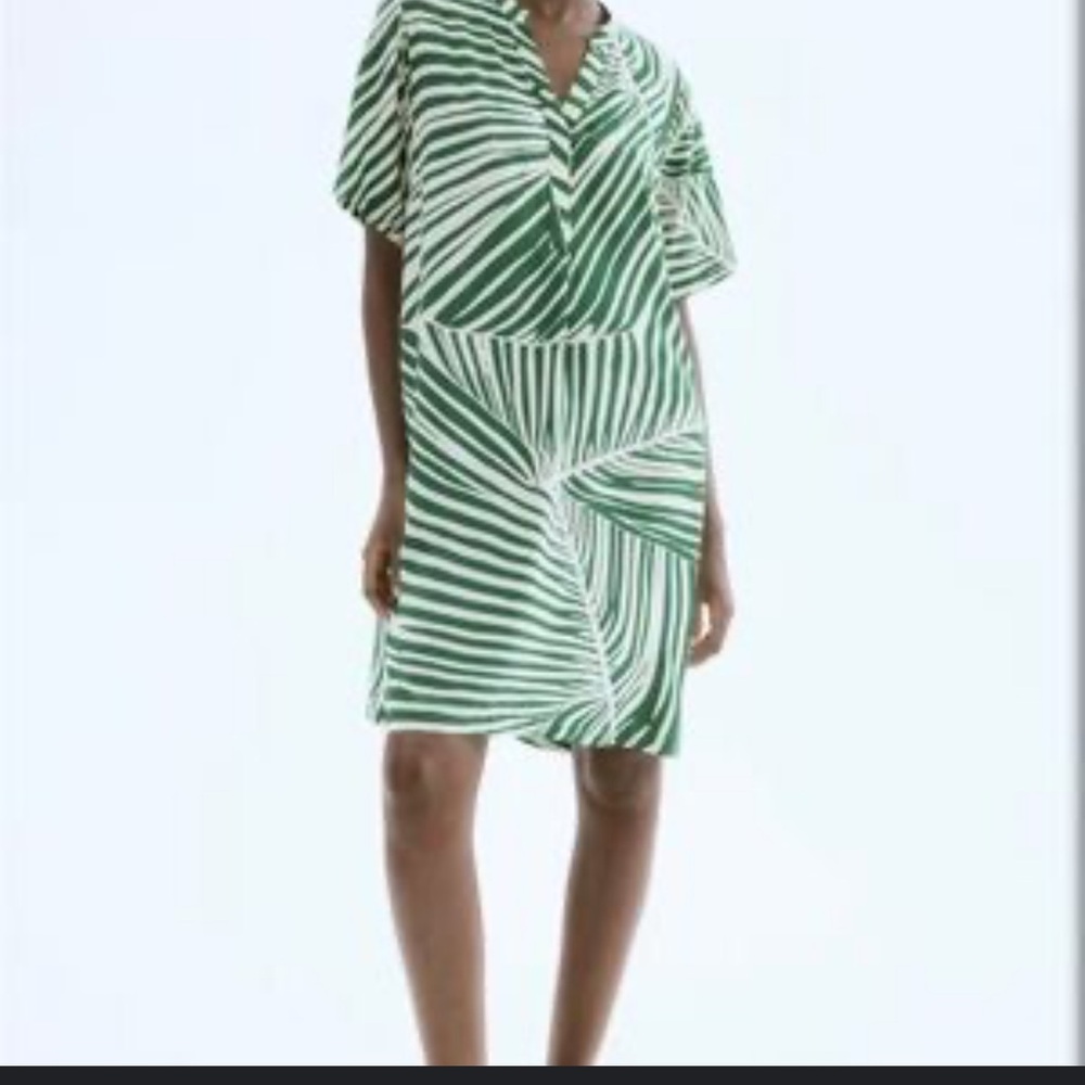 H&M Striped Green and White Midi dress